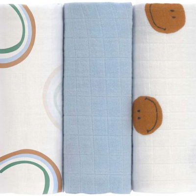 LÄSSIG  | Swaddle & Burp Blanket - Set of 3 - Plumme Box