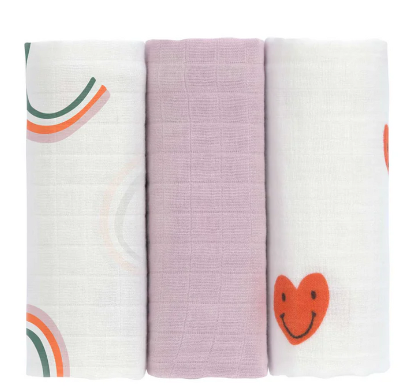 LÄSSIG  | Swaddle & Burp Blanket - Set of 3 - Plumme Box